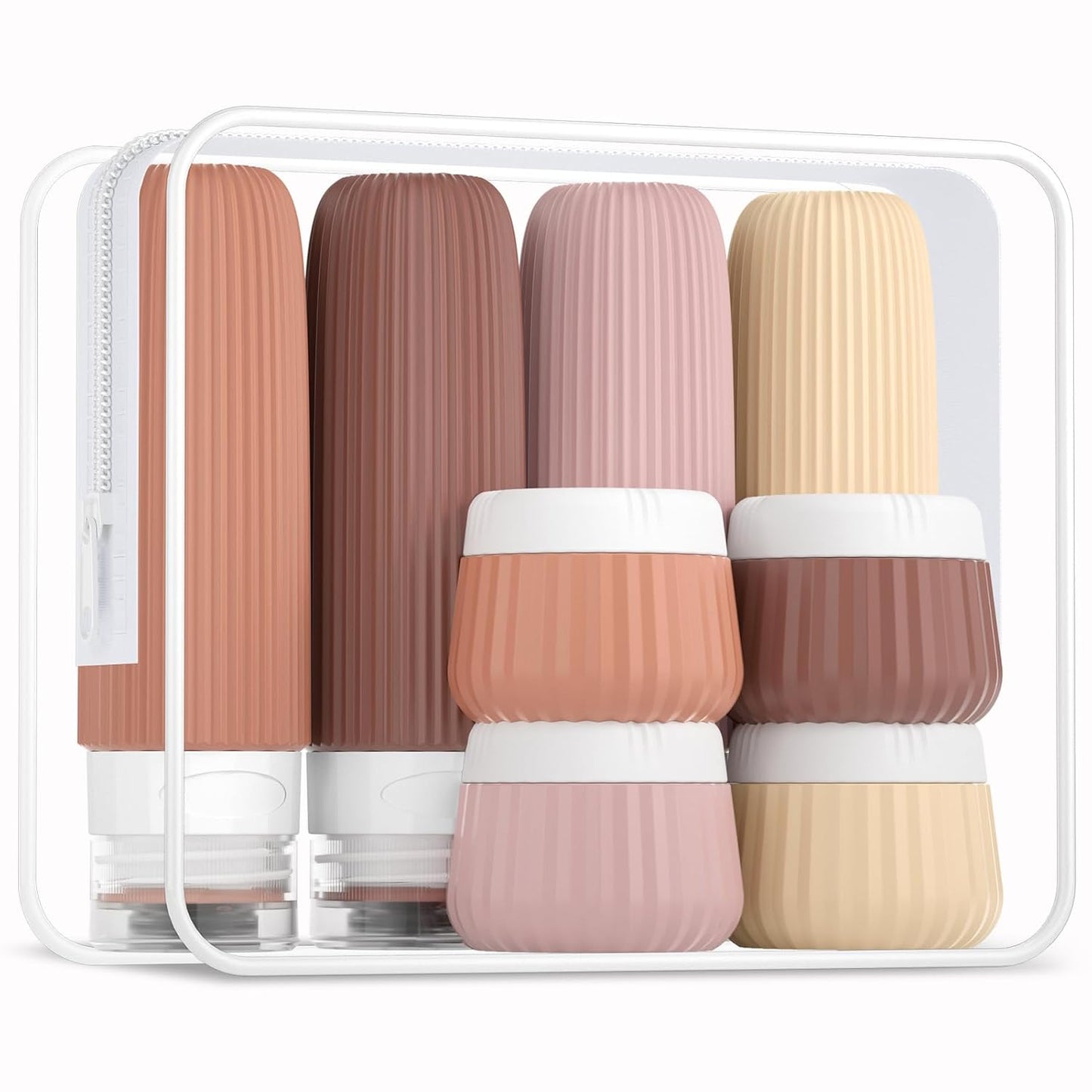 Mrsdry Travel Bottles 8 Pack, TSA Approved 3 oz Travel Containers with Clear Bag, Leak Proof Silicone Squeezable Essentials Jars