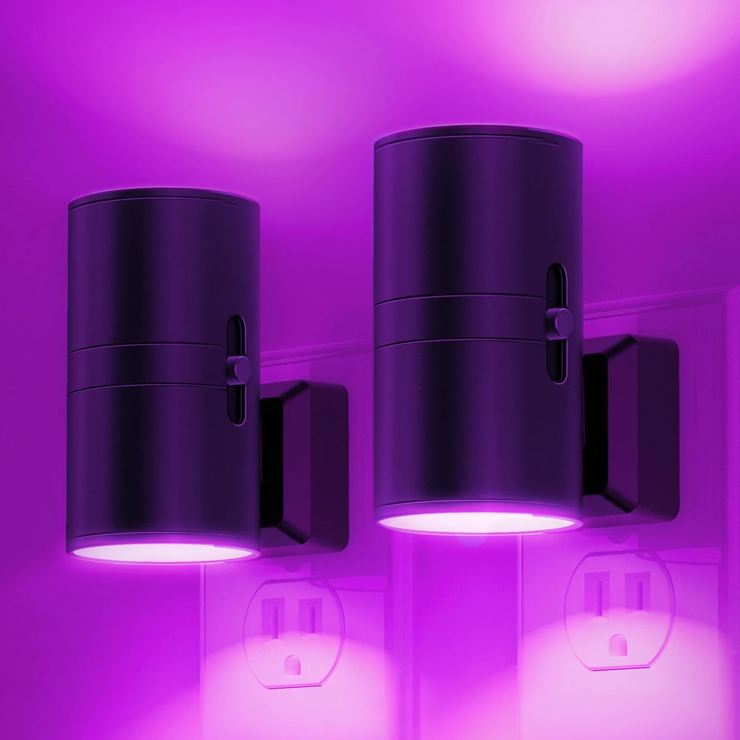 L LOHAS LED Purple Night Light, Purple Lights, Night Lights Plug into Wall with Light Sensor, 0-100LM Dimmable Night Lights Decorative for Christmas Halloween Holiday, Home Decor, Party Decor, 2 Pack