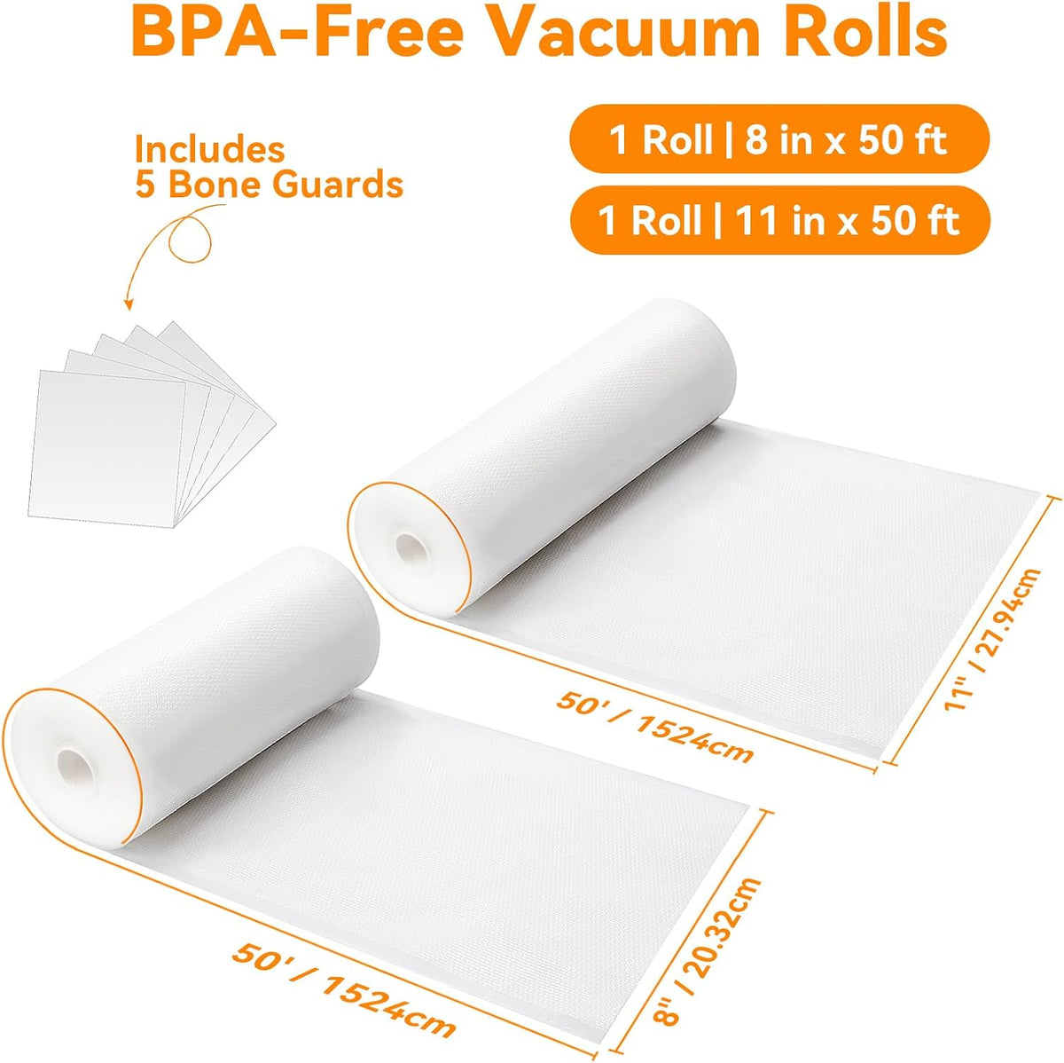 Wevac Vacuum Sealer Bags for Food 8x50 11x50 2 Rolls Fit Food Saver Machine