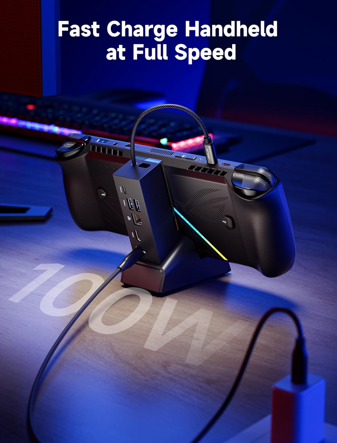 JSAUX Docking Station for ROG Xbox Ally X (2025)/ROG Ally X/ROG Ally/Steam Deck/Legion Go/Legion Go S, 6-in-1 Dock with HDMI 4K@120Hz, Gigabit Ethernet, USB A & USB C 3.2 Gen 1, 100W Charging - HB0609