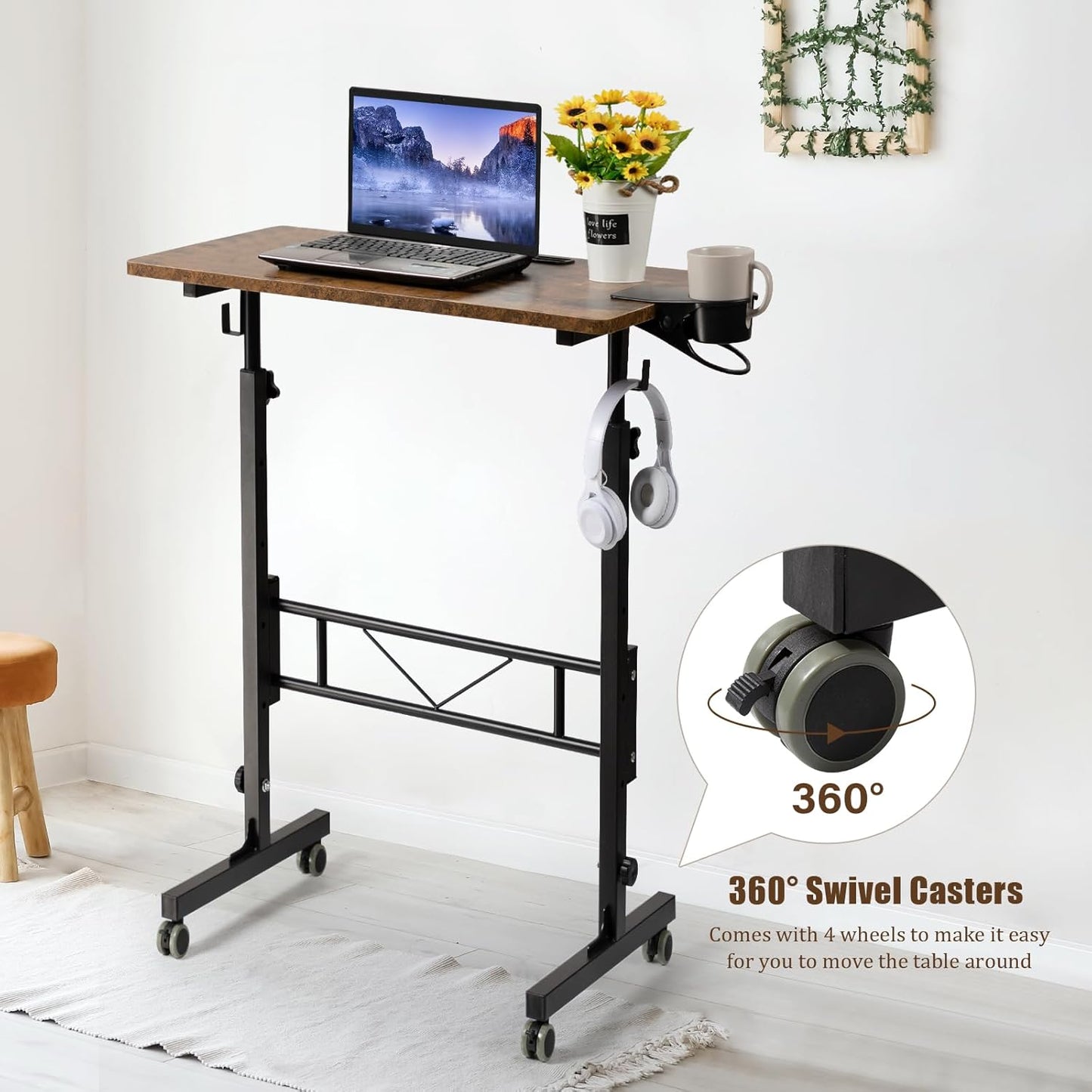 SIDUCAL Standing Desk Adjustable Height, Rustic Brown