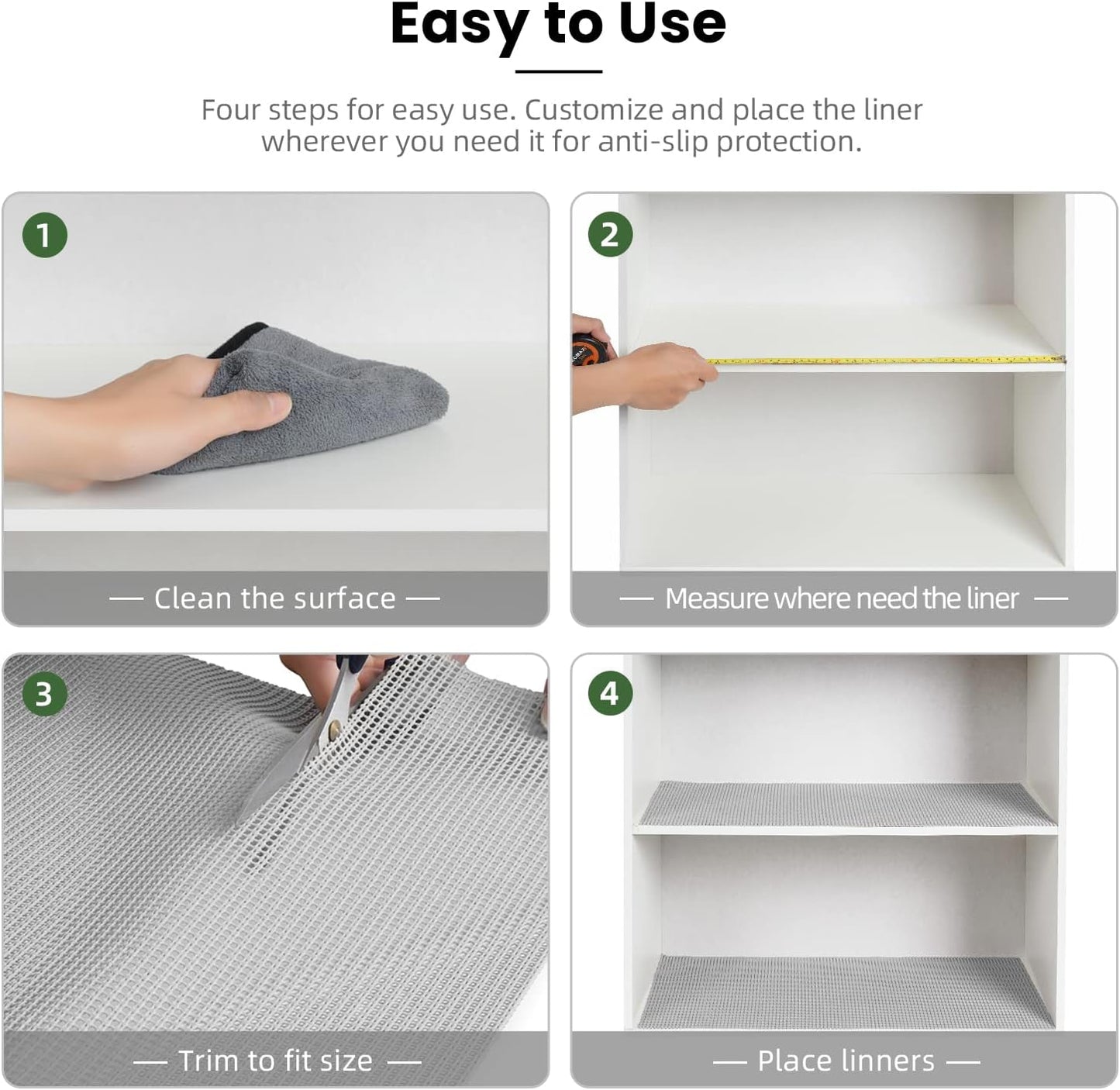 BAGAIL Non-Adhesive Shelf Liner, Thick Strong Grip Drawer Liners for Kitchen Cabinets, Heavy-Duty Easy Cut Cabinet Liners for Shelves, Pantry, Bathroom Cupboards - 12" x 20FT, LightGrey