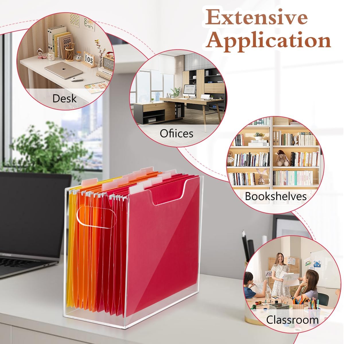 Jumyee Clear Acrylic File Folder Organizer with Handle