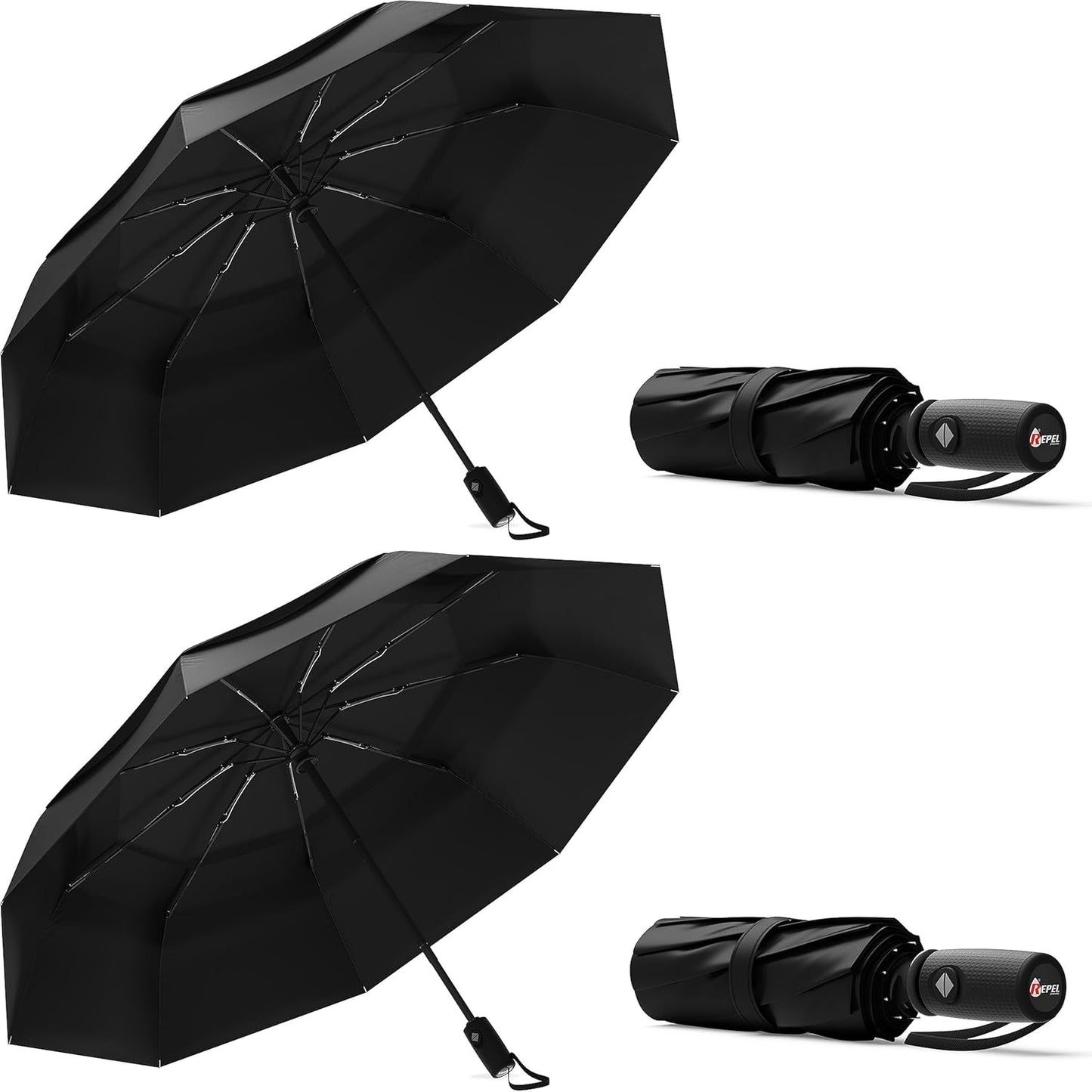 Repel Windproof Travel Umbrella - Compact & Withstands Winds up to 100MPH , Strongest Premium Auto Folding Umbrella for Rain and Sun - Durable, Light & Portable for Women & Men , Fits Backpack & Cars