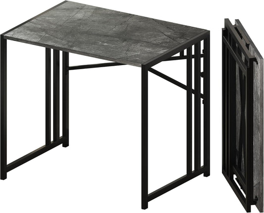 Lutown-Teen Small Folding Computer Desk 32 inch, Writing Gaming Computer Desk for Small Spaces, No Assembly Required Office Desk, Grey