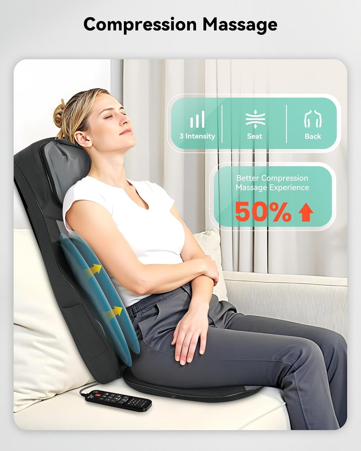 Snailax Back Massager with Heat, Shiatsu Massage Chair Pad for Home Office