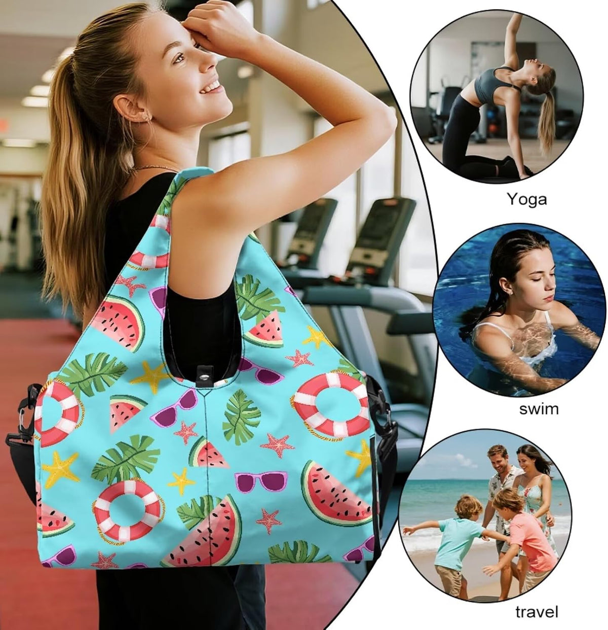 Yoga Mat Bag for Men Women Canvas Yoga Mat Carrier Take In Out Mat Easily for Beach Swim Bags Pool Sports Gym