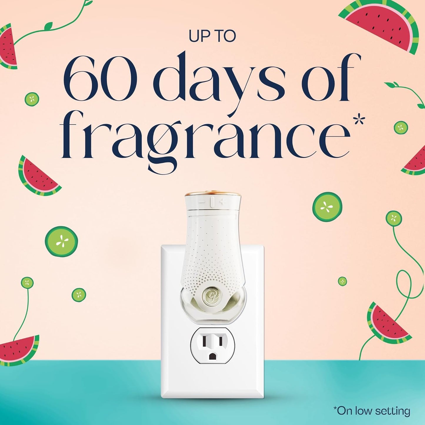 Glade PlugIns Refills Air Freshener, Watermelon & Cucumber, Scented and Essential Oils for Home and Bathroom, 0.67 Fl Oz, 5 Count