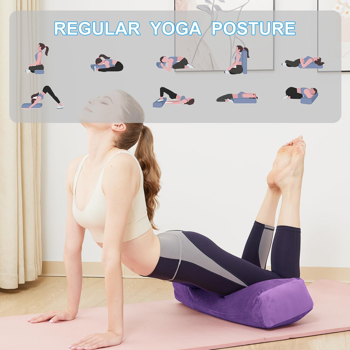 Rectangular Yoga Bolster Pillow for Restorative Yoga
