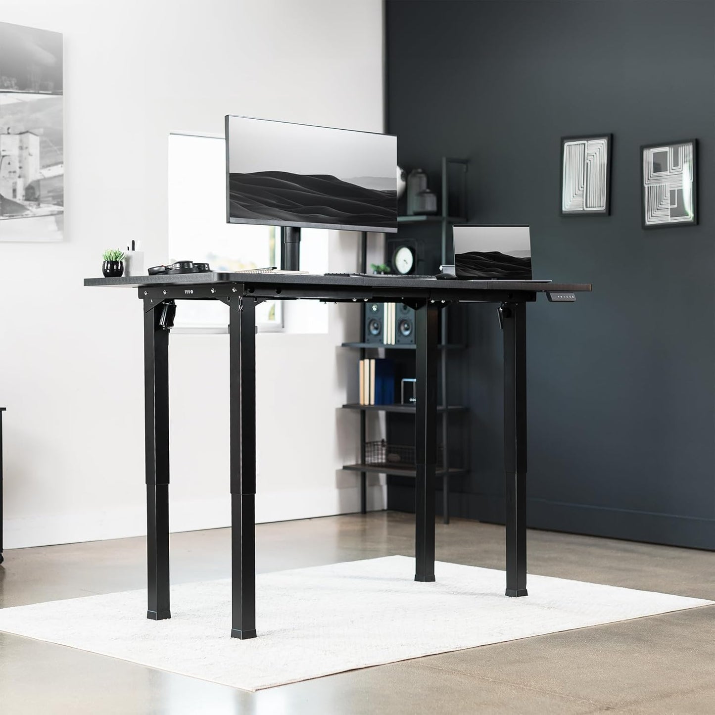 VIVO Electric 4-Leg Dual Motor Standing Desk Frame for Table Tops up to 84 x 43 inches and 220 lbs, Memory Controller Height Adjustment, Frame Only, Black, DESK-E4B