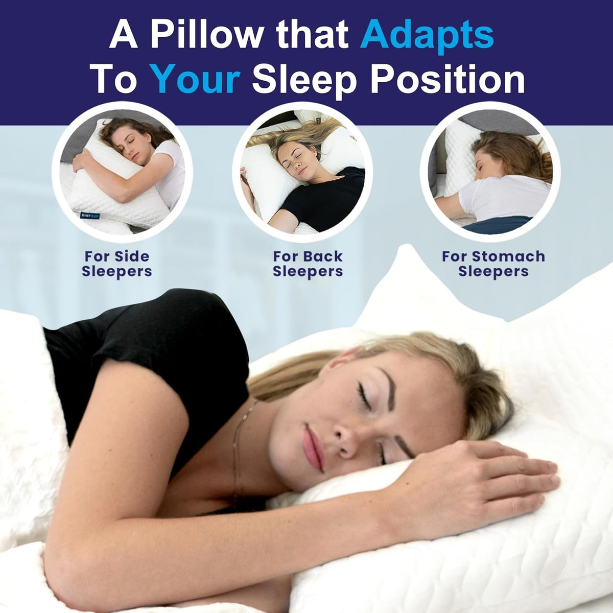 Sidney Sleep Adjustable Curved Pillows for Neck and Shoulder Support with Extra Shredded Fill - Cervical Contour Pillow for Side and Back Sleepers - Queen Size 19" x 29" CertiPUR-US Certified (Grey)