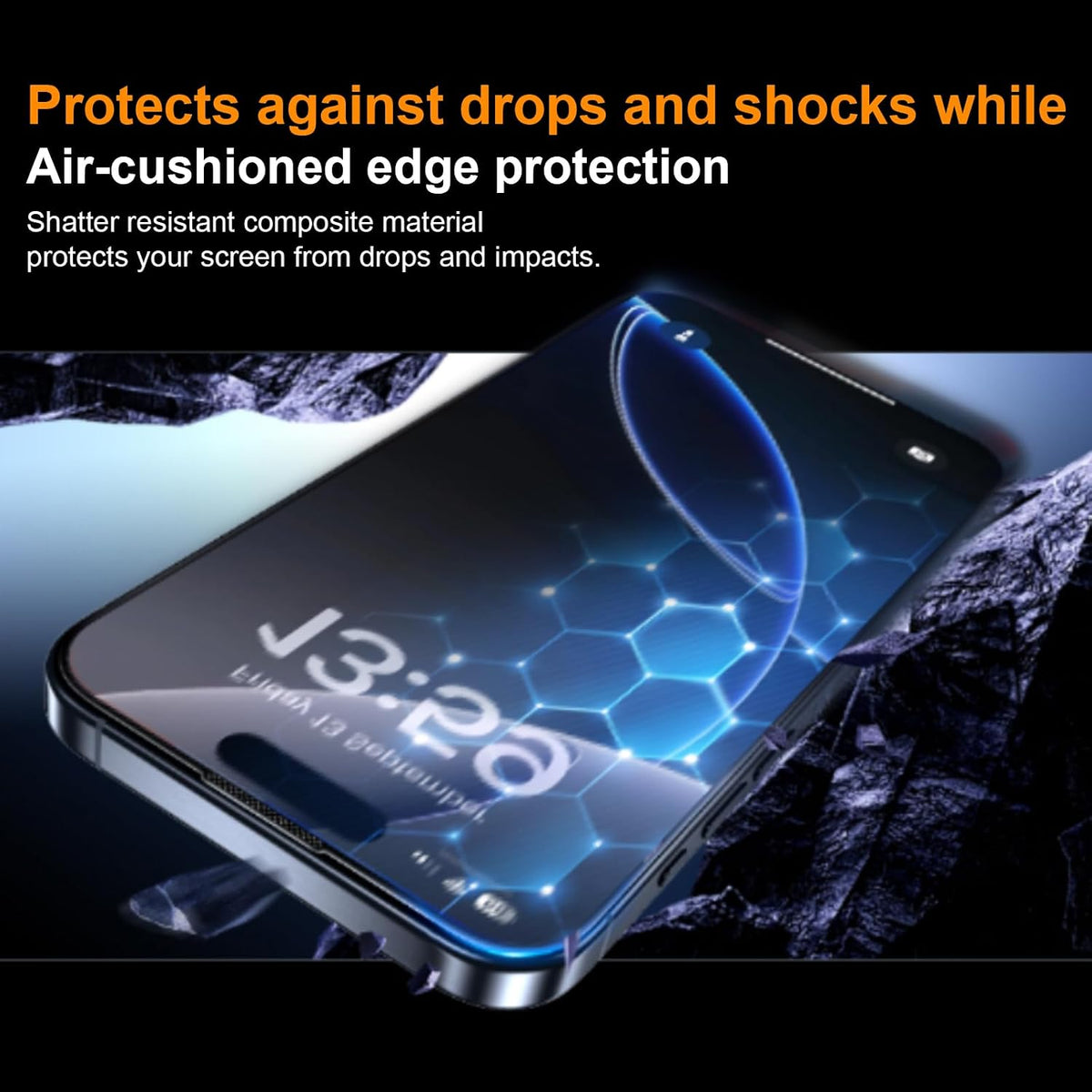 OneFish for iPhone 16 Pro 6.3inch Tempered Glass Screen Protector 2 Pack Auto Dust-Elimination Easy Installation Privacy Screen Protector