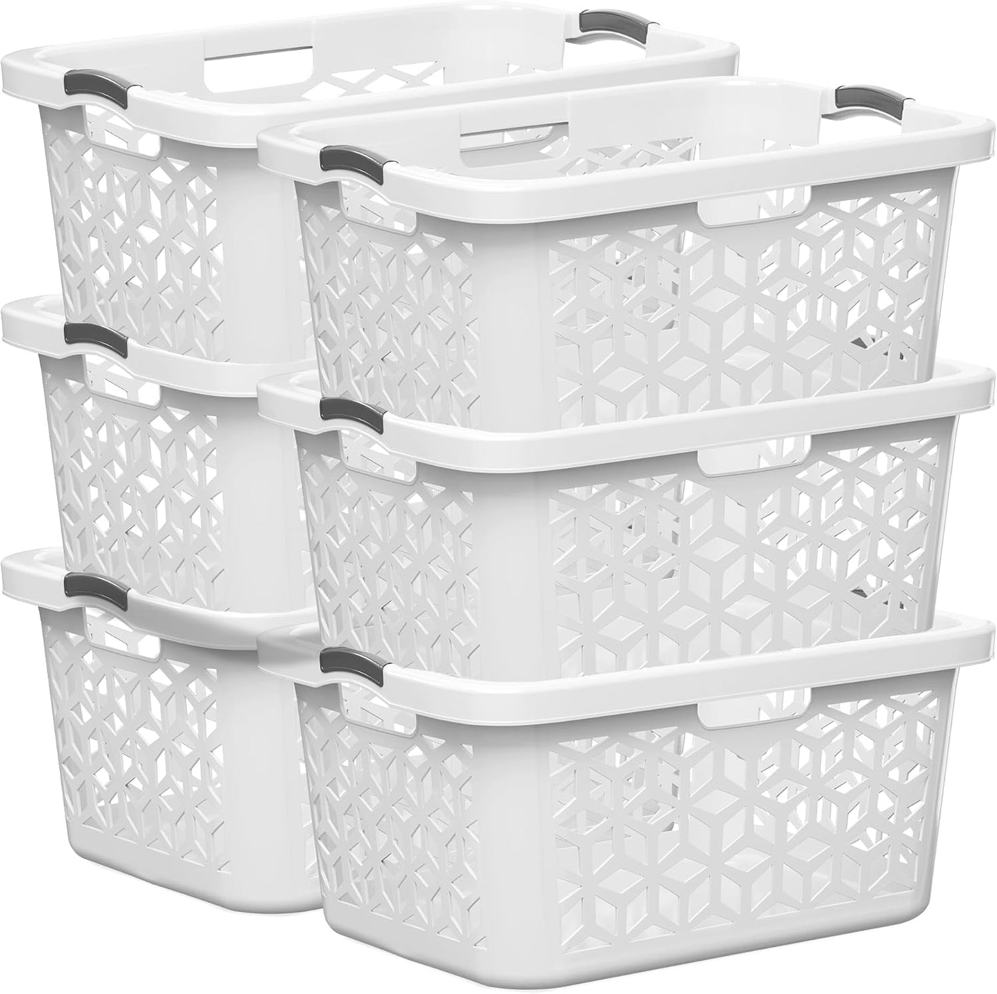 EconoHome Laundry Basket - Large 2 Bushel Laundry Basket with Handles - Stackable Plastic Hamper for Dirty Clothes - Storage Bin & Organizer for Bathroom, Bedroom - White, 70.5L Capacity – Heavy Duty