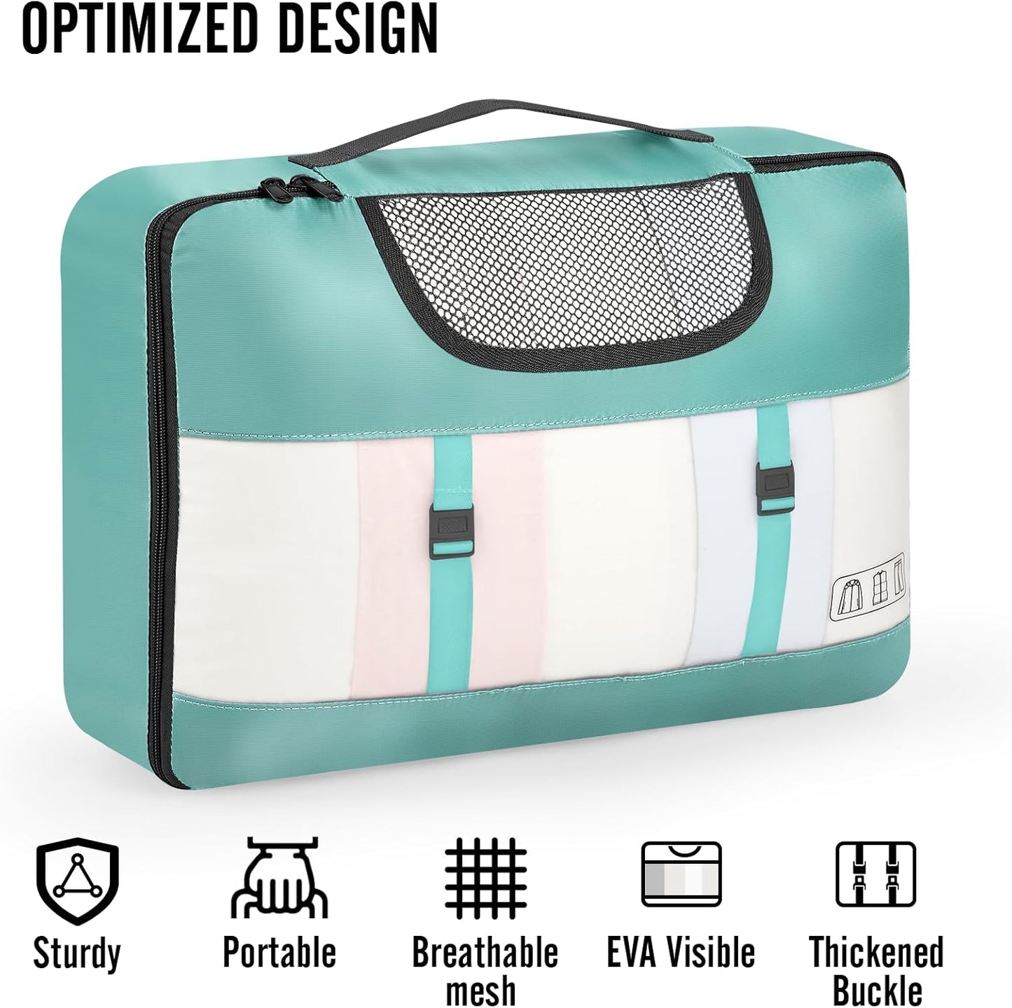 Veken 8 Set Packing Cubes for Travel Essentials, Suitcase Organizer Bags in 4 Sizes, Carry-On Luggage Accessories with Laundry Bag, Airplane Must Have, Gifts for Women Men