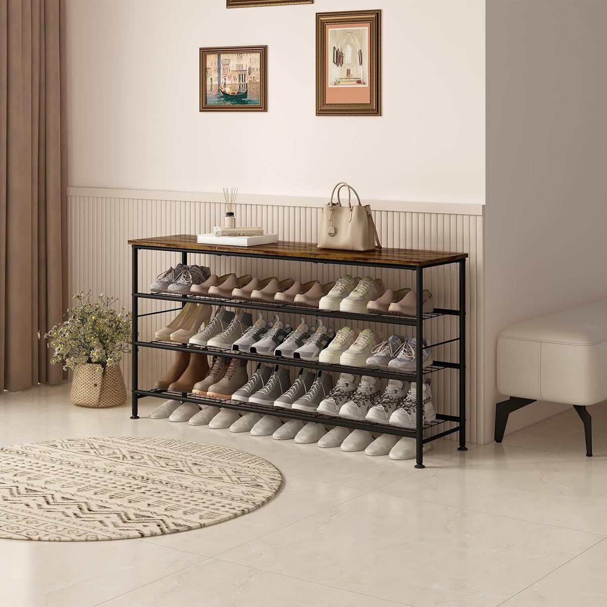 SUOERNUO 4 Tier Extra Long Shoe Rack Organizer Storage for Closet Entryway