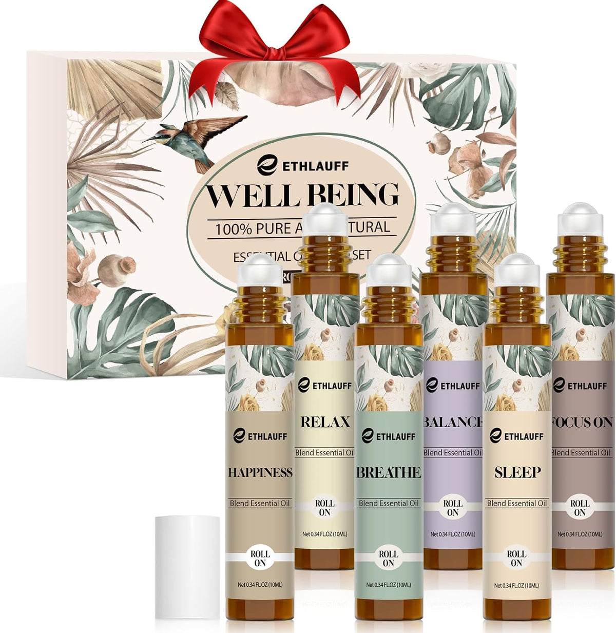 Essential Oil Roll On Set, Natural Aromatherapy Roll On, Relaxation Gift for Women and Men
