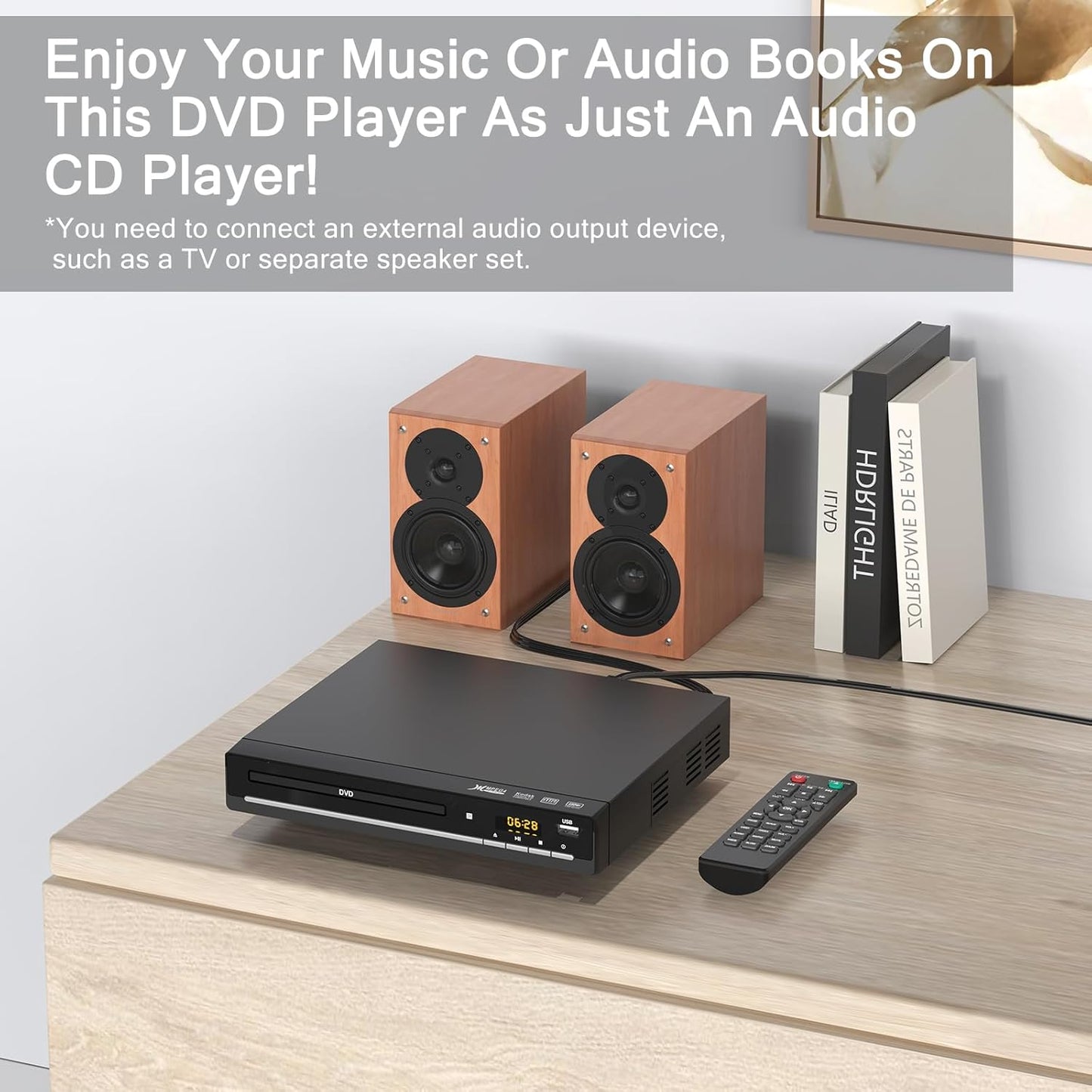 DVD Players for TV with HDMI,Plays All Regions and Formats,CD Player for Home,Support 1080P Video/CD/DVD/VCD/JPEG/USB, Remote, HDMI and RCA Cables Included