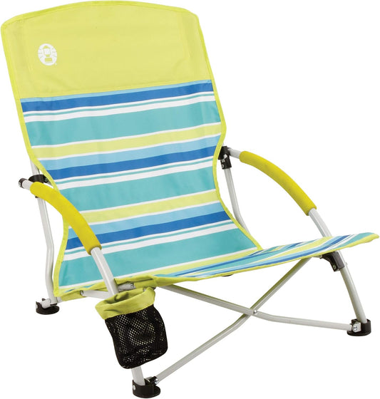 Coleman Utopia Breeze Lightweight Beach Chair with Cup Holder, Comfortable Portable Outdoor Chair with Carry Bag, Supports up to 300lbs, Great for Beach & Yard