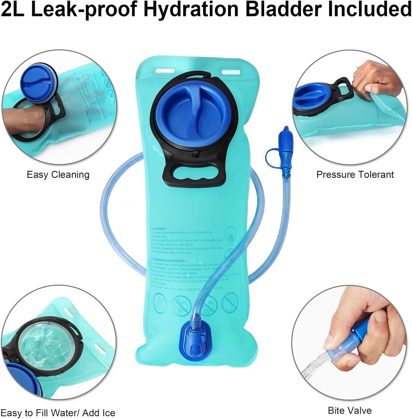 MIYCOO Hydration Backpack - Lightweight Hiking Water Backpack with 2L Water Bladder, Running Hydration Vest Backpack for Men Women, Hydration Pack for Hiking, Cycling, Climbing