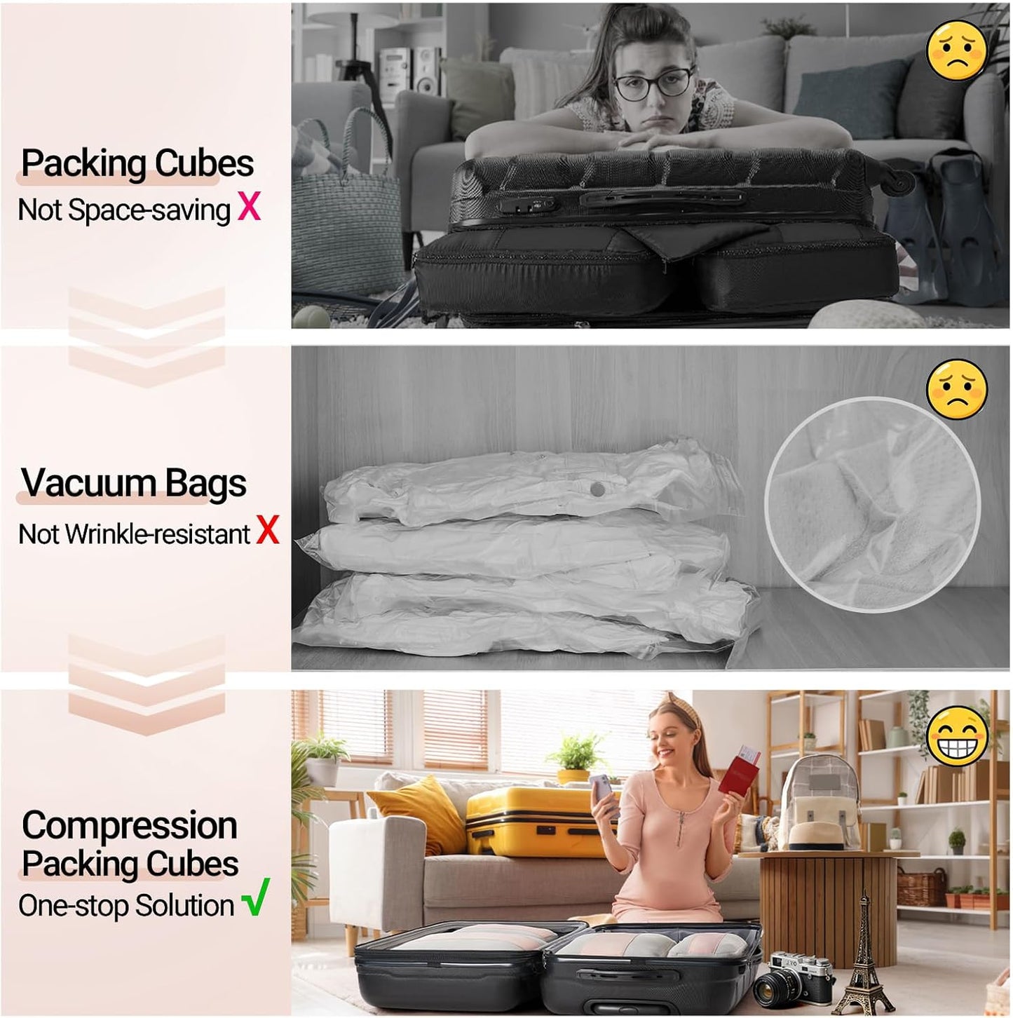 10 Set Compression Packing Cubes for Travel Gifts Mom Women,OlarHike Luggage Clothes Garment Bags for Travelers,Airplane/Cruise/Car Travel Essentials,Compressible Expandable Saver Space Bags(Beige)