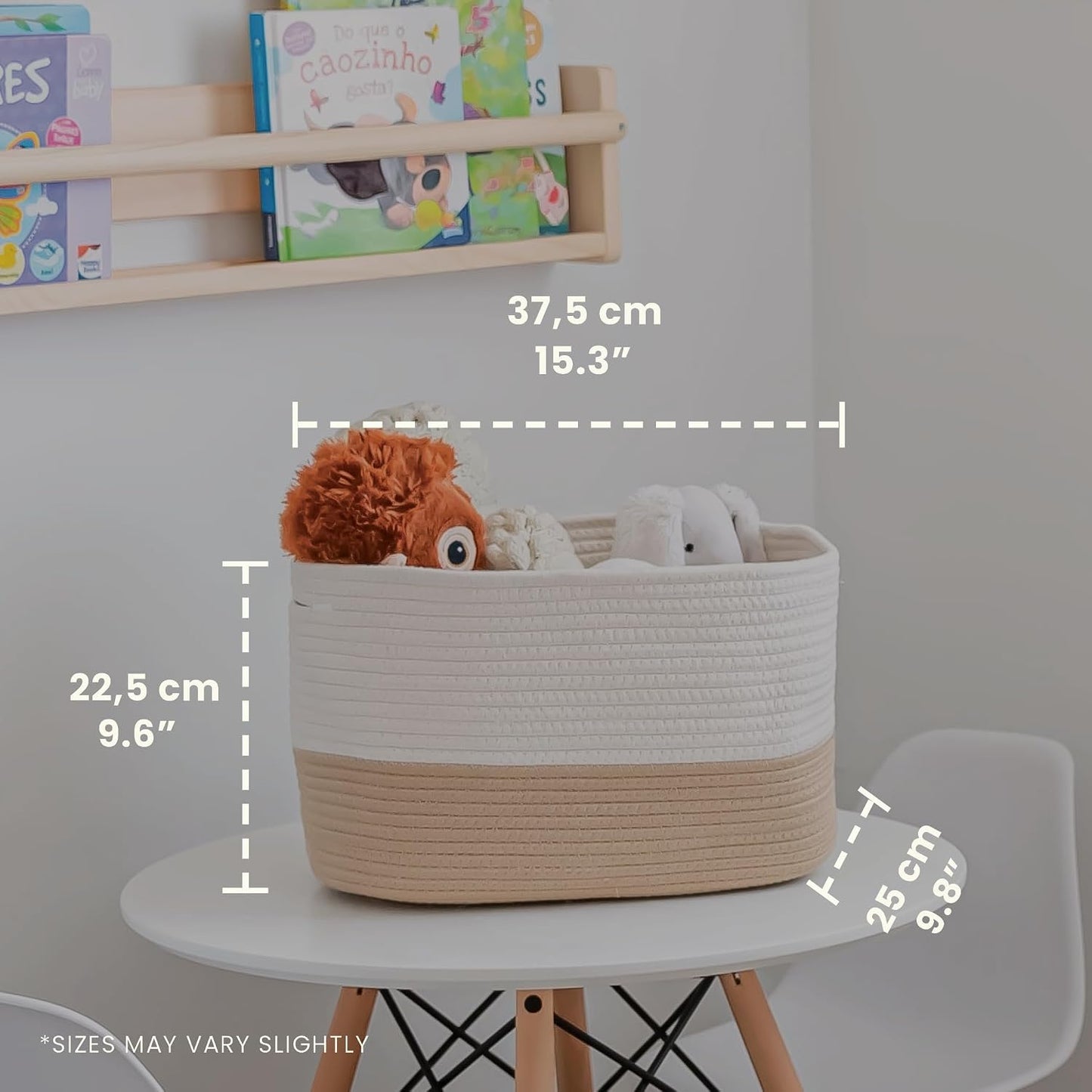 OrganiHaus Cotton Rope Baskets for Shelves, Set of 3, 15x9x10 | Handwoven; a toy bin and organizer for towels, books, or blankets; fits nursery, playroom, or bedroom decor