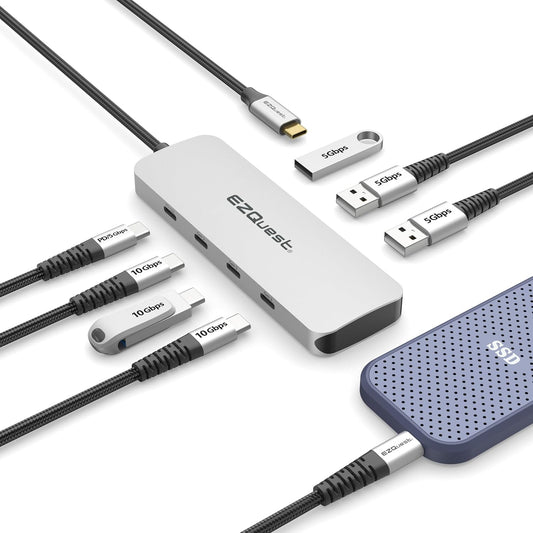 USB C Hub Docking Station 7 in 1 with 3 Gen 2 10Gbs Ports, 3 USB A 3.0 Ports, 1 USB C Power Delivery 3.0 with 5Gbs Data, Compatible with MacBook/Dell/HP/Lenovo Laptops