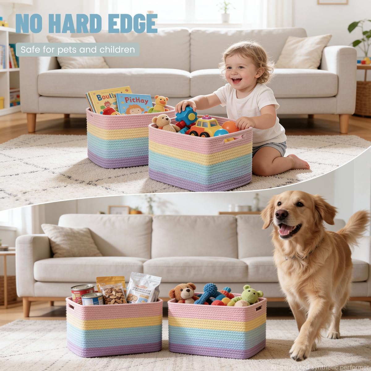 5 Pack Woven Storage Baskets, Decorative Storage Bins for Organizing