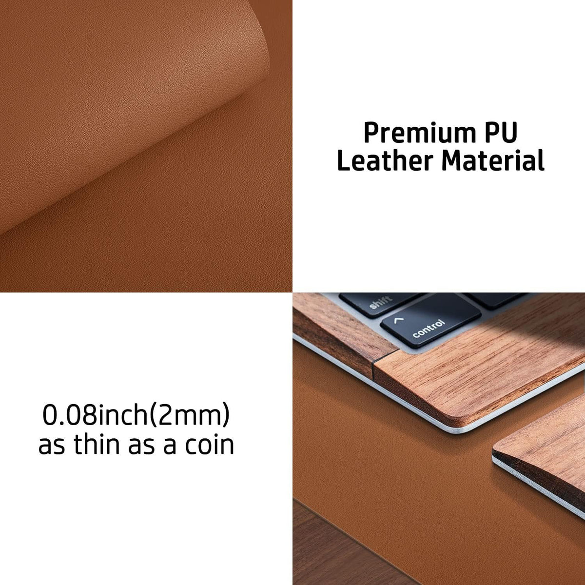 Aothia Leather Desk Pad Protector, Mouse Pad, Office Desk Mat, Non-Slip PU Leather Desk Blotter, Laptop Desk Pad, Waterproof Desk Writing Pad for Office and Home (48"x17",Brown)