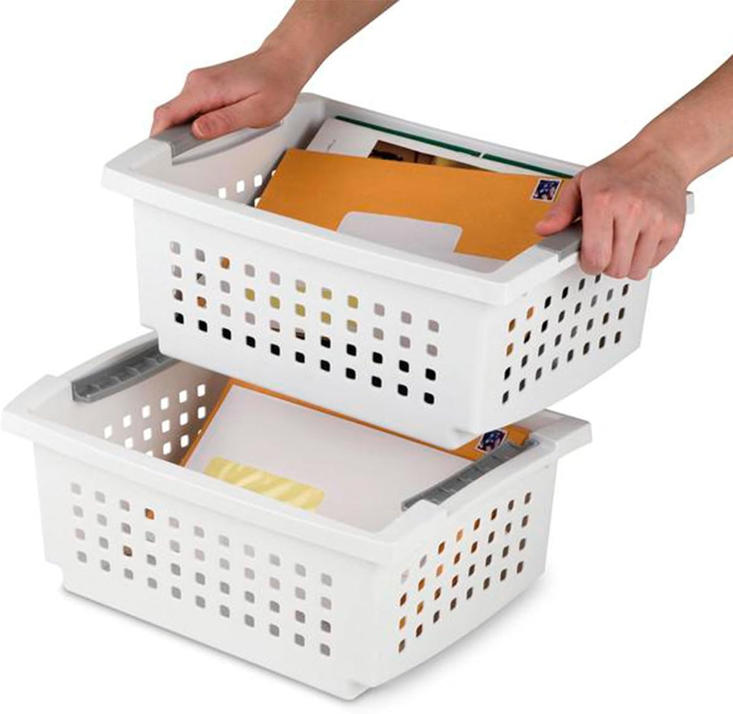 Sterilite Small Stacking Baskets w/ Handles for Bathroom & Pantry, 16-Pack