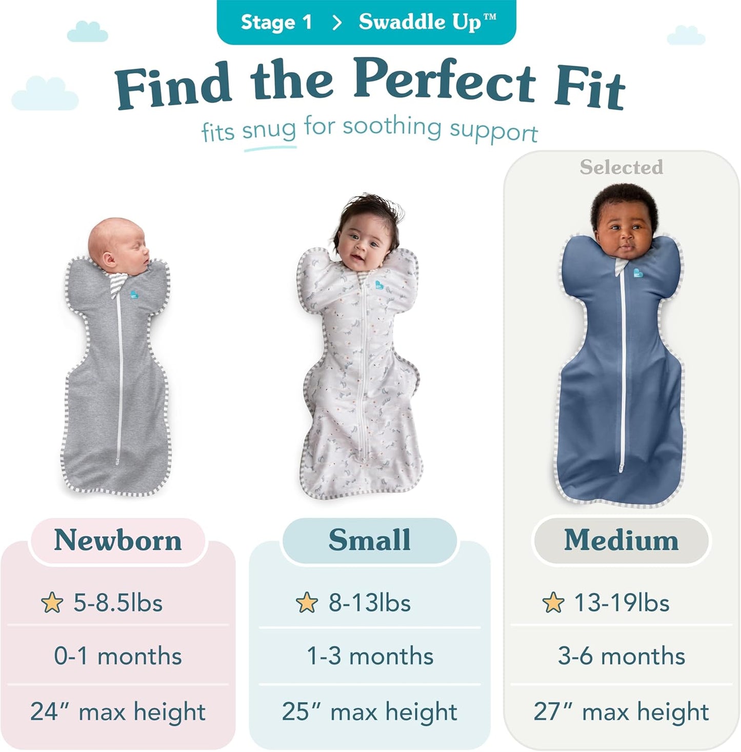 Love to Dream Swaddle UP, Baby Sleep Sack, Self-Soothing Swaddles for Newborns, Get Longer Sleep, Secure Fit Helps Calm Startle Reflex, Newborn Essentials for Baby, 1.0 TOG, Medium 13-19 lbs, Coral