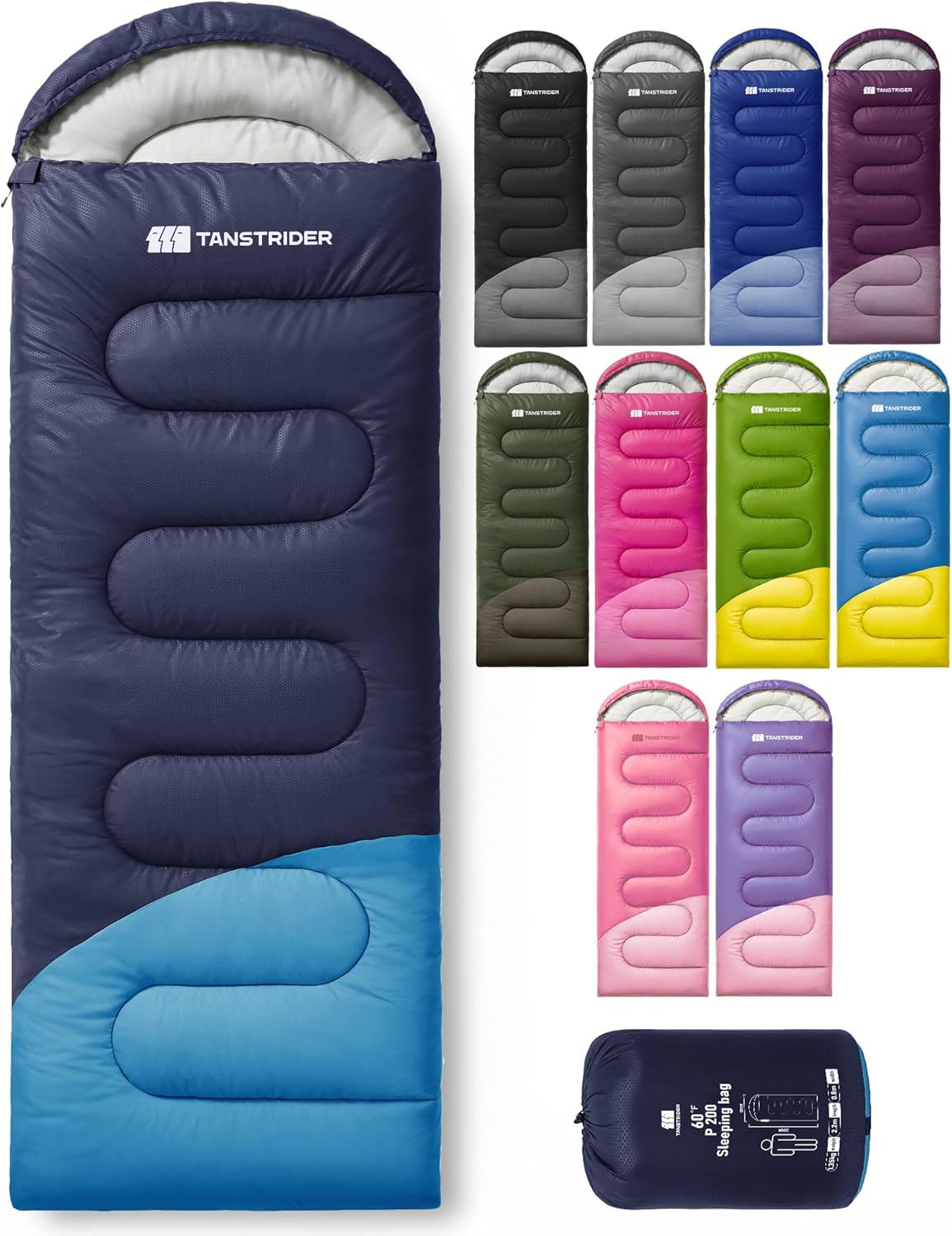 Sleeping Bag for Adults Warm Weather, Compact Lightweight Backpacking Sleeping Bag with Compression Sack, Camping Essentials Gear for Hiking Travel Climbing Outdoor & Indoor Use
