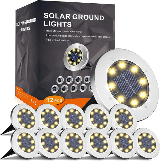INCX 4.6 inch Solar Lights Outdoor Waterproof,12 Pack Solar Lights for Outside, Solar Garden Lights Landscape Lighting for Patio Pathway Lawn Yard Deck Driveway Walkway, Warm White