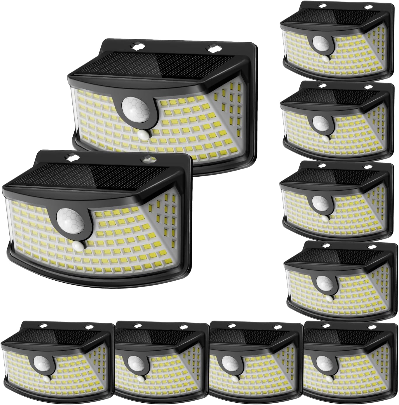 Aootek New Solar Motion Sensor Lights 120 LEDs with Lights Reflector,270° Wide Angle, IP65 Waterproof, Step Lights for Front Door, Yard, Garage, Deck (Black, Warm White, 4-Pack)