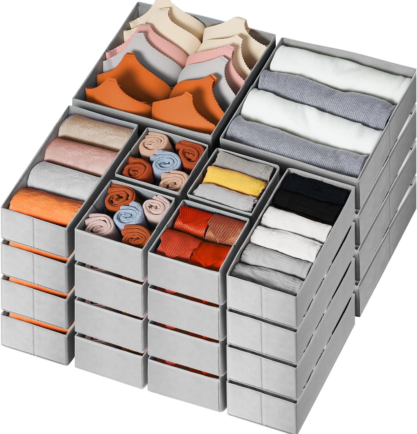 Criusia Drawer Organizer Clothes 12 Pack - Fabric Closet Organizers and Storage for Nursery Organization - Dresser Drawer Dividers for Baby Clothes/Socks/Underwear/Bras - College Dorm Room Essentials