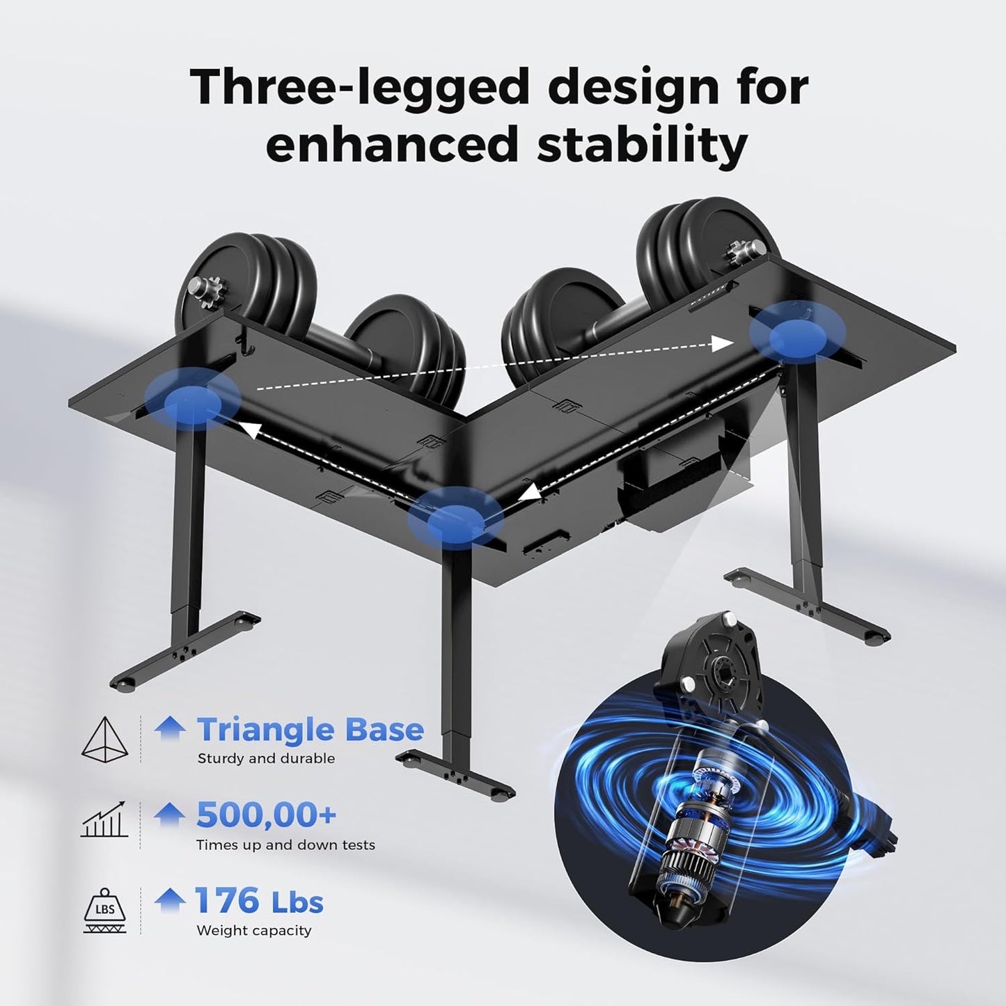 Agilestic Electric L Shaped Standing Desk 63 x 55 Inch with Power Outlet, Height Adjustable Corner Stand up Desk with Cable Management,Sit Stand Home Office Workstation with Splice Board, Black