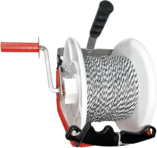 1 Pack 3:1 Geared Electric Fencing Standard Reel with 1312ft Premium Polywire 6 Conductors Plus 1 Free 8 inch Insulgrip