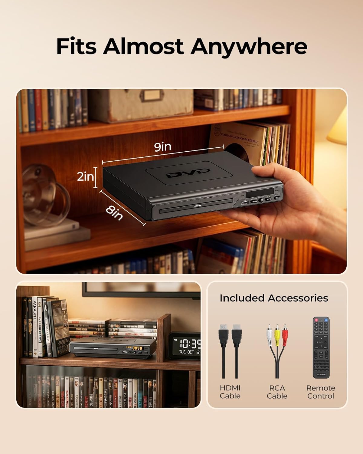 ELECTCOM PRO Region-Free DVD Player for TV: Plays Regions 0-6 & Multi Formats - Designed for Collectors & Vintage Movie Collections - HDMI/RCA Compact DVD/CD Player for Smart TV, Home Stereo & RV