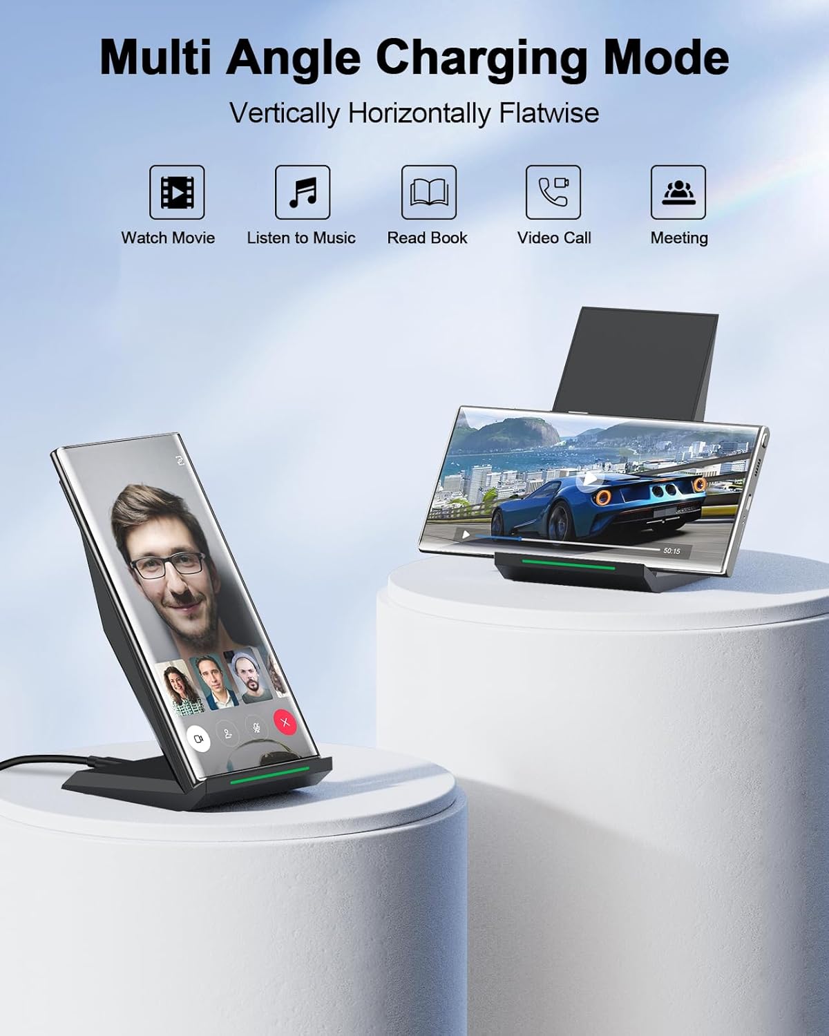 NANAMI Fast Wireless Charger with USB Phone Charger, Charging Stand with 20W PD Adapter for iPhone 17/17 Pro/17 Pro Max/16/16 Plus/15/14/13, 10W for Samsung Galaxy S26/S26+/S25/S24/S23/S22/S21