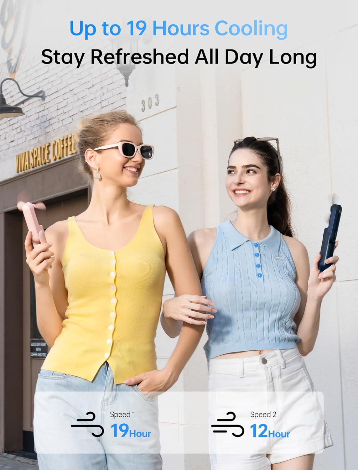 JISULIFE 3 IN 1 Handheld Mini Fan - Portable Fan & Power Bank & Flashlight, 19H Max Cooling, USB Rechargeable, Pocket-Sized for Travel, Cruise, Concerts, Makeup, 2026 Summer Gifts for Women(Blue)