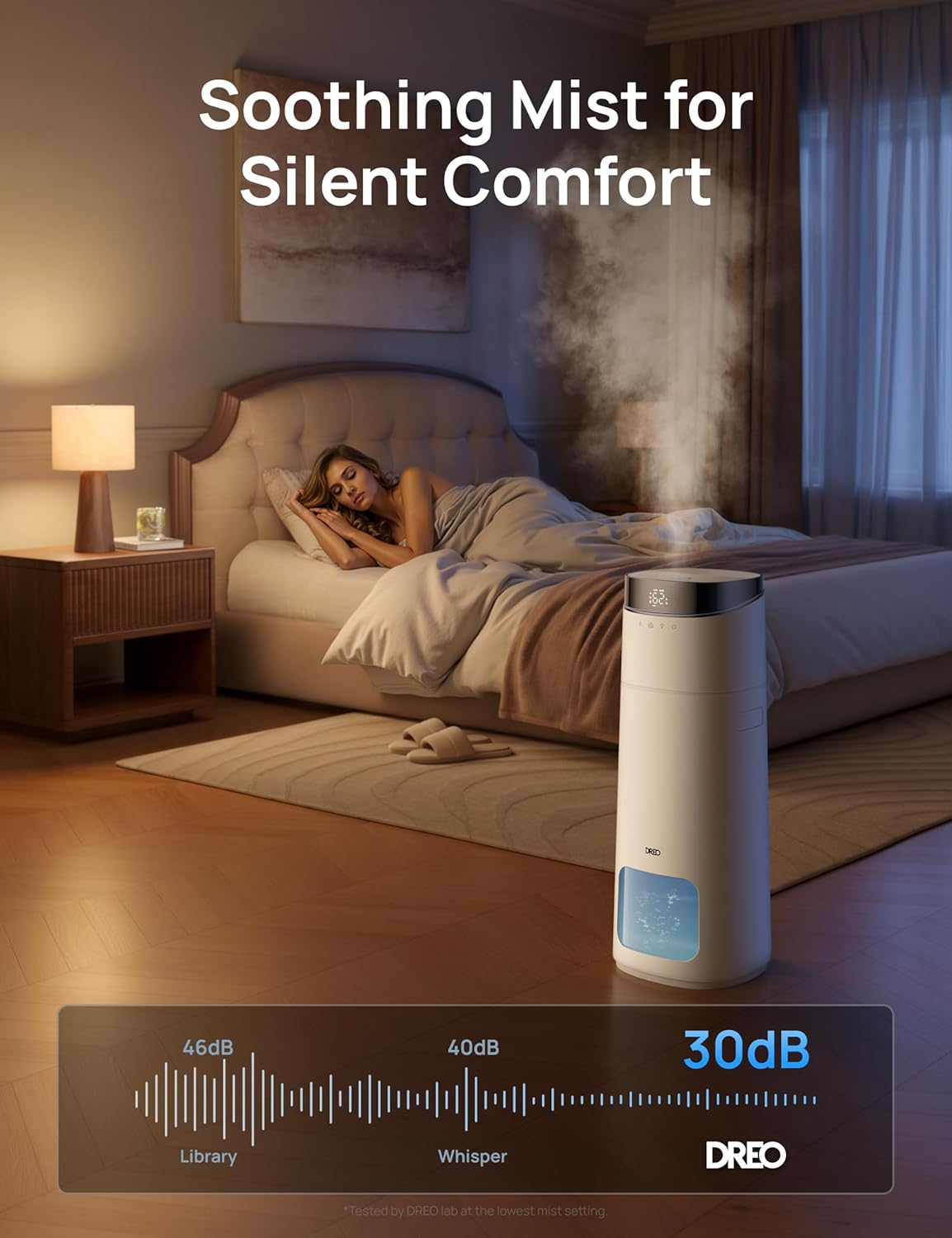 DREO 16L Smart Humidifier Large Room 1000 ft², 130H Cool Mist Air Humidifiers for Bedroom Plants Baby, Top Fill, Remote/Touch/Voice & APP Control, Clean Tank Technology, 30dB, RGB Light, HM755S White