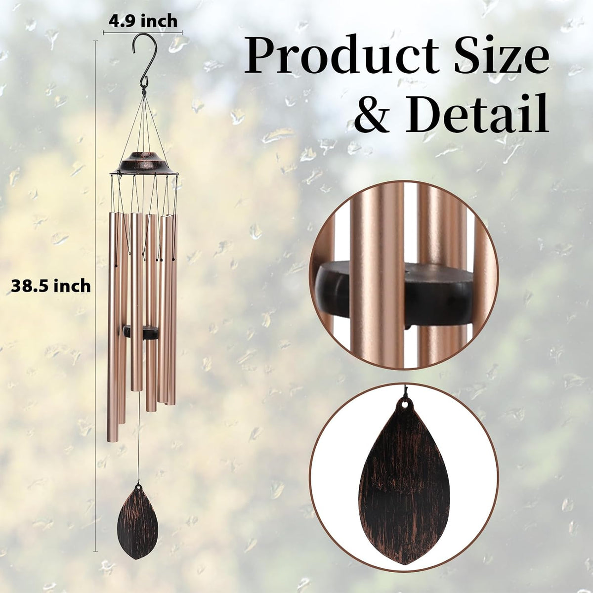 MUMTOP Wind Chimes for Outside - Deep Tone Memorial Sympathy Wind Chimes Outdoor, 38.5 Inch Windchimes Clearance for Garden, Patio,Yard Decor Gift (Golden)