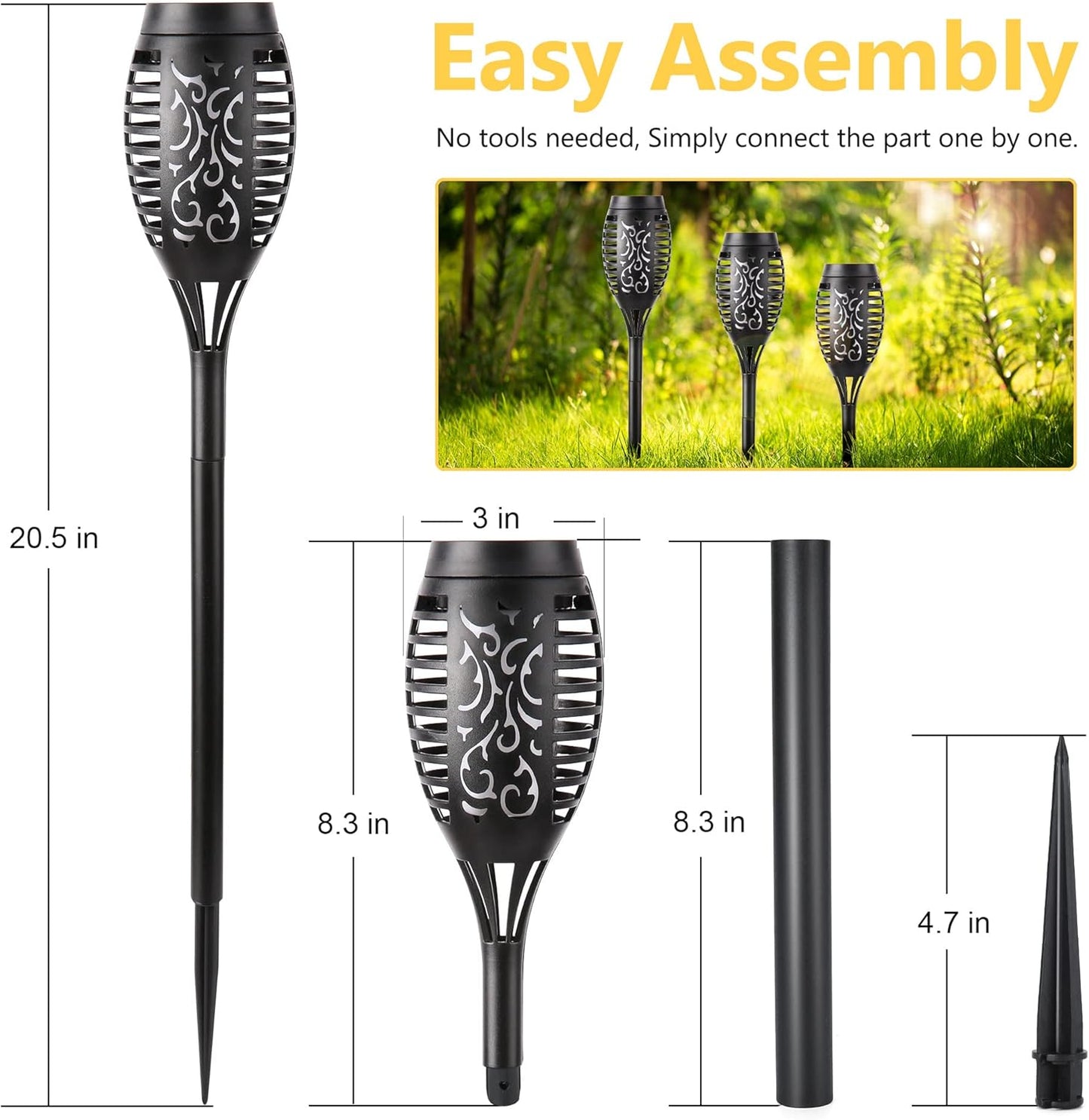 Toodour Solar Torch Flame Lights, 6 Pack Solar Lights Outdoor with Flickering Flame, Waterproof Patio Light Landscape Decoration Lighting for Garden, Lawn, Yard, Outdoor Decorations