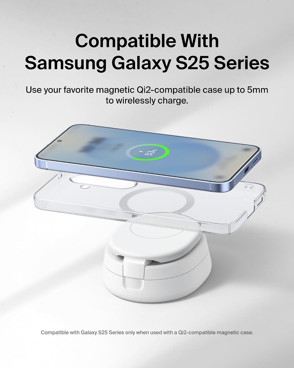 Belkin Qi2 15W Wireless Fast Charging Station, 2 in 1 iPhone Charger | Fast Charging, MagSafe Compatible, iPhone 17/16/15, AirPods, Travel Charger, Magnetic