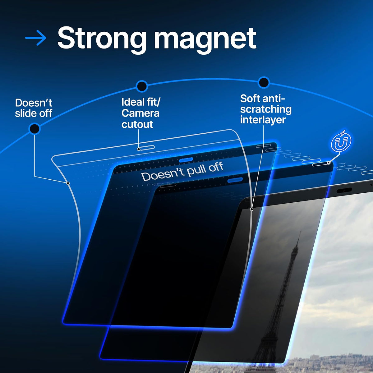 Magnetic Privacy Screen Compatible with MacBook Pro 16" 2019, 2020 Anti-Blue Light Laptop Screen Protector Filter Blue Light Blocking Filter