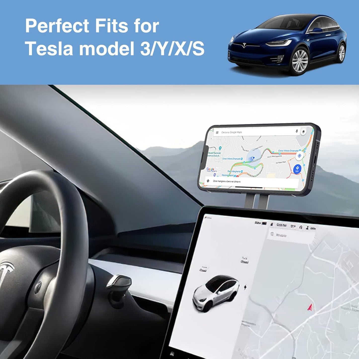 Laptop Mount Magnetic Phone Holder for MagSafe iPhone 17 16 15 14 13 12 & All Phones Phone Side Mount Adapter for Monitor Macbook Neo Computer Display for Tesla, Phone Laptop Bracket Accessories