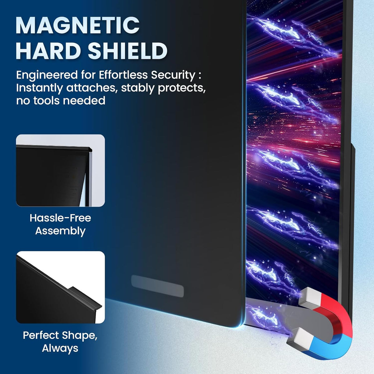 Magnetic Privacy Screen for 32 Inch Flat Computer Monitor 16:9 Aspect Ratio,32in Removable Anti Glare Filter,Blue Light Blocking Privacy Shield Eye Protection,Hanging Anti Spy Desktop PC Protector