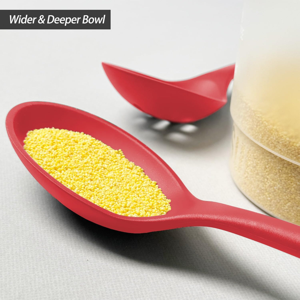 Vovoly Silicone Spoons for Cooking - Extra Large Solid & Slotted Set, Red