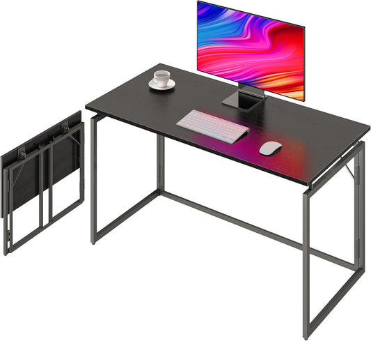 alawooder Folding Desk - 31.5" Wood Top Foldable Desk for Small Spaces | No Assembly Required Compact Desk for Home Office, Writing, and Study