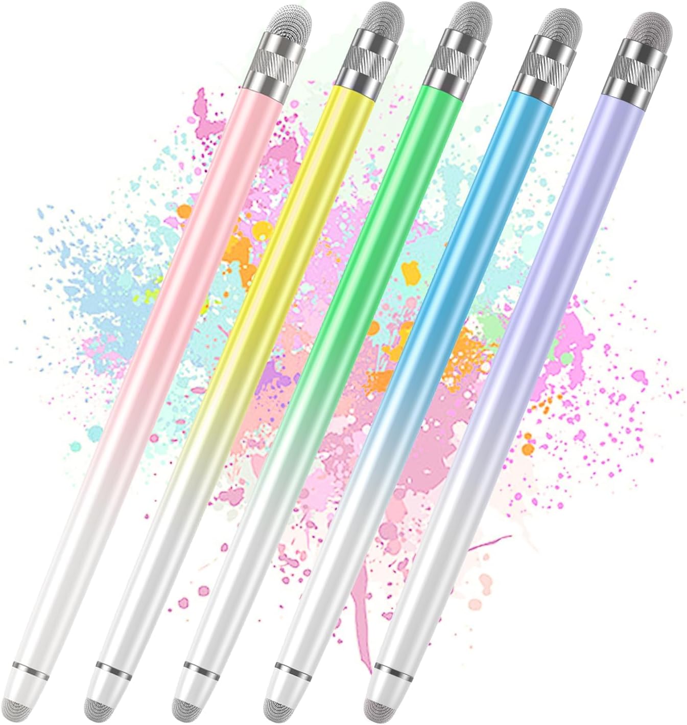 Bopomofo 5PCS Stylus Pens for Touch Screens, Stylus Pen for iPhone/iPad/Tablet Android/Microsoft/Surface, Compatible with Touch Screens (Purple/Pink/Blue/Green/Yellow)