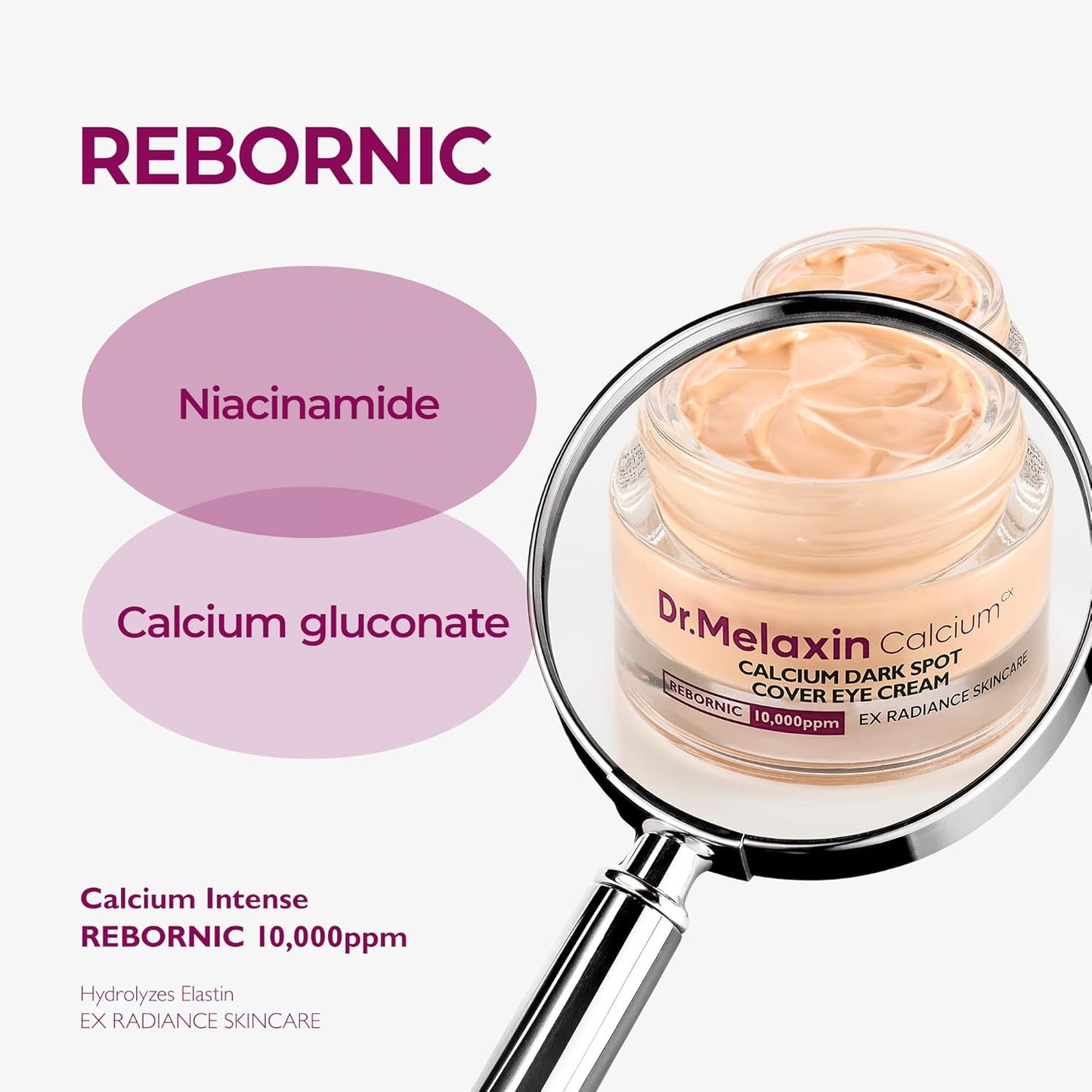 Dr.Melaxin Calcium Dark Spot Eye Cream 15g – Niacinamide & Calcium Gluconate Eye Cream for Dark Circles, Under Eye Bags & Sagging | Hydrolyzed Elastin EX Volume Firming | Korean Eye Cream